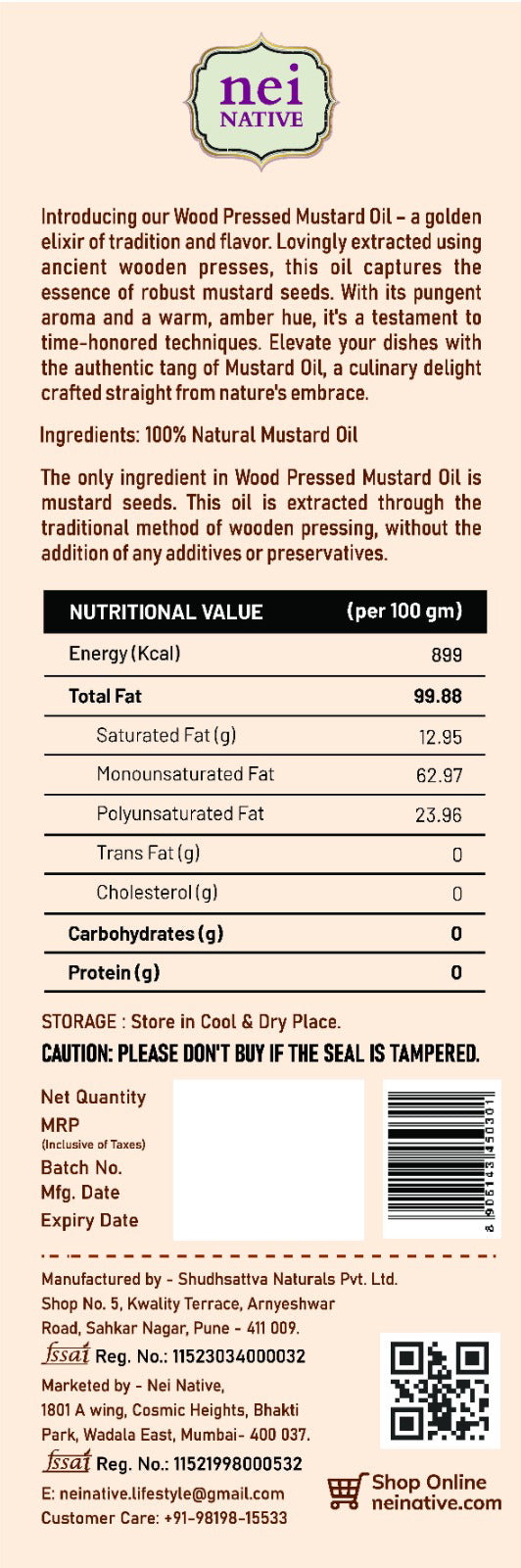 Wood Pressed Mustard Oil