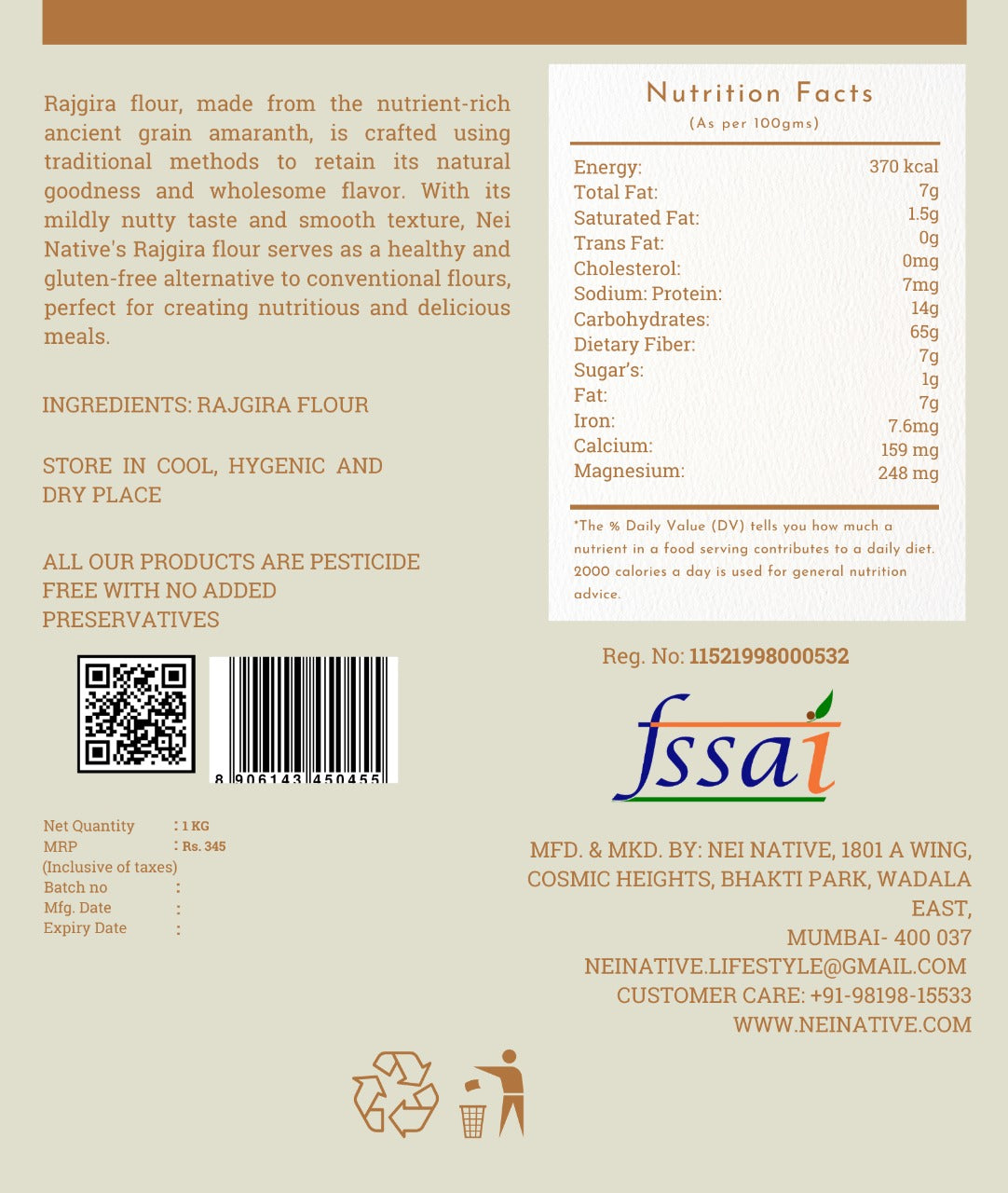 Nei Native Rajgira Flour