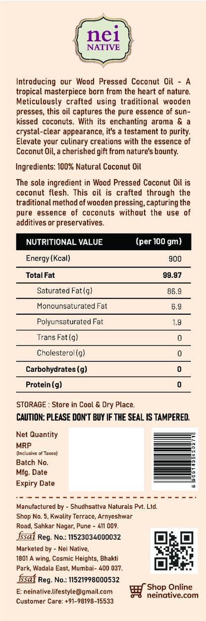 Wood Pressed Coconut Oil